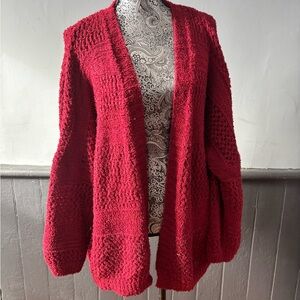 Cupshe Deep Red Textured Cardigan